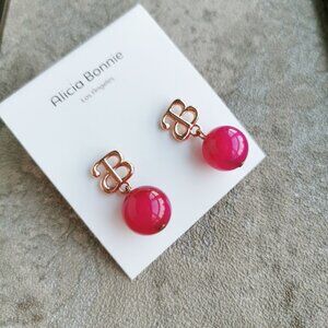 Alicia Bonnie Rose Gold Pink Agate Devotion Earrings Genuine